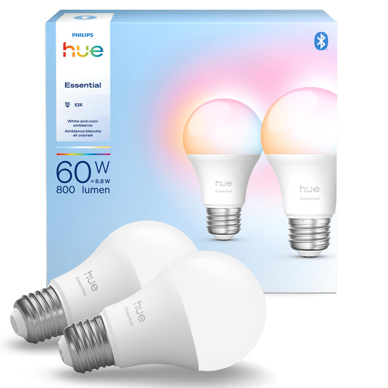 Philips Hue Essential A19 Color Smart Bulbs 592568, 2 Pack