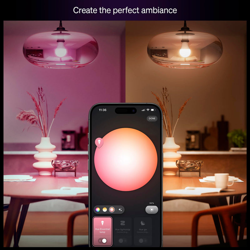 Philips Hue Essential A19 Color Smart Bulbs 607028, 3 Pack