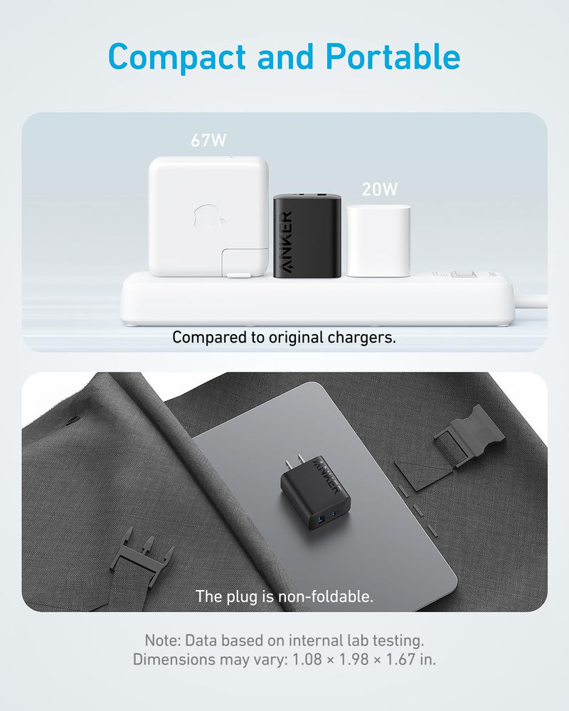 Anker - A2348 - 20W Dual-Port Wall Charger with Cables - 2-Pack - Black