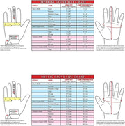 Nice Shot The Bird white right-hand golf glove – brand hand-measurement and size guide