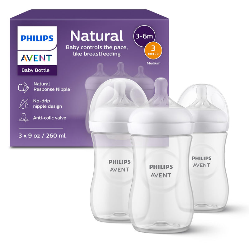 Philips Avent Natural Response Bottles SCY903/03, 9 oz., 3 Pack
