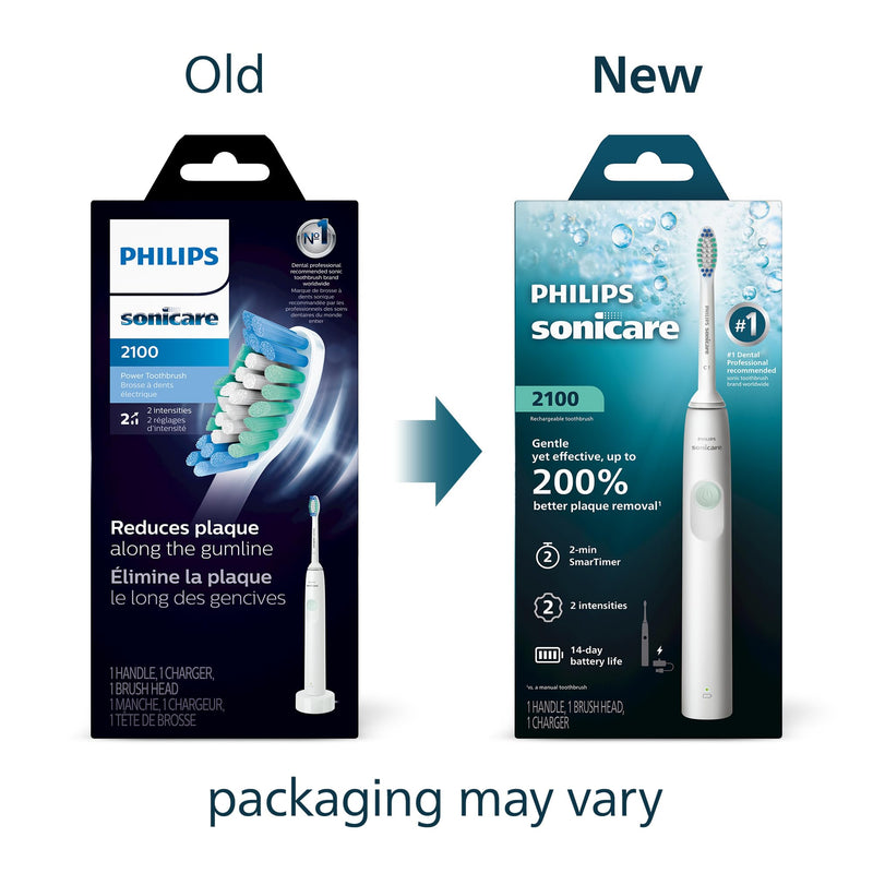 Philips Sonicare 2100 Electric Toothbrush HX3661/04, White Mint