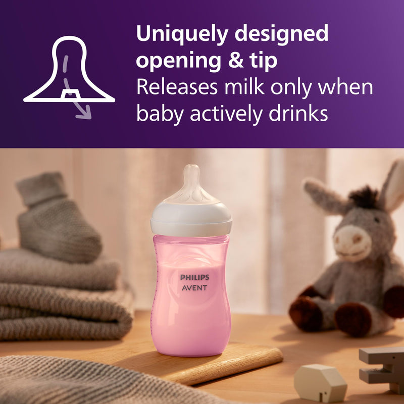 Philips Avent Natural Response Bottles SCY903/13, 9 oz., Pink, 3 Pack