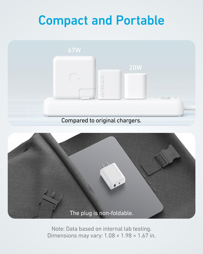 Anker - A2348 - 20W Dual-Port Wall Charger with Cables - 2-Pack - White