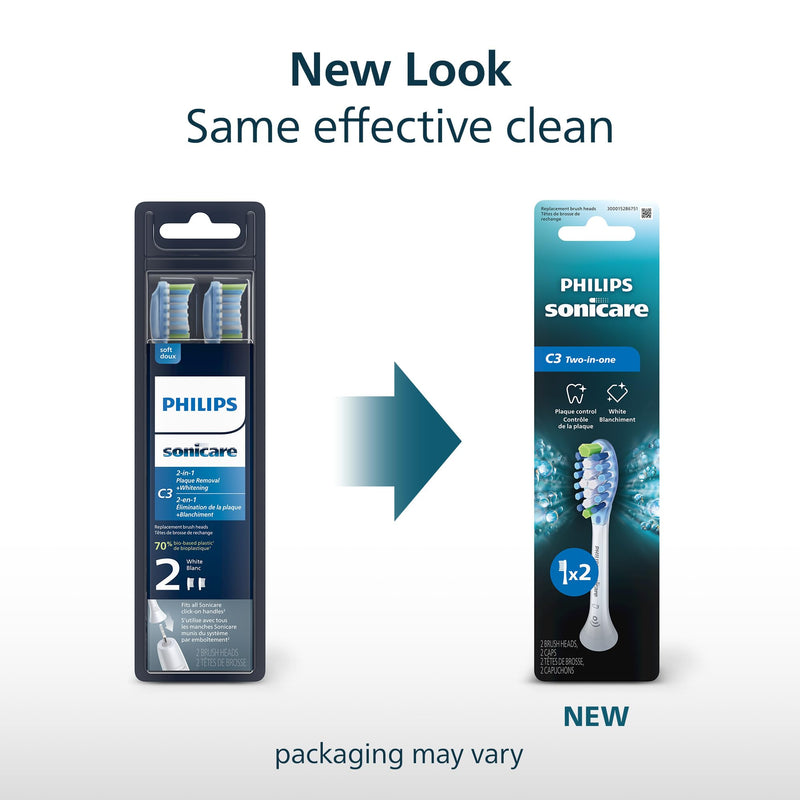 Philips Sonicare C3 Plaque Removal + Whitening Heads HX9042/65, White, 2 Pack