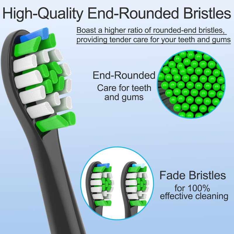 KHBD - Replacement Brush Heads for Select Philips Sonicare - Black