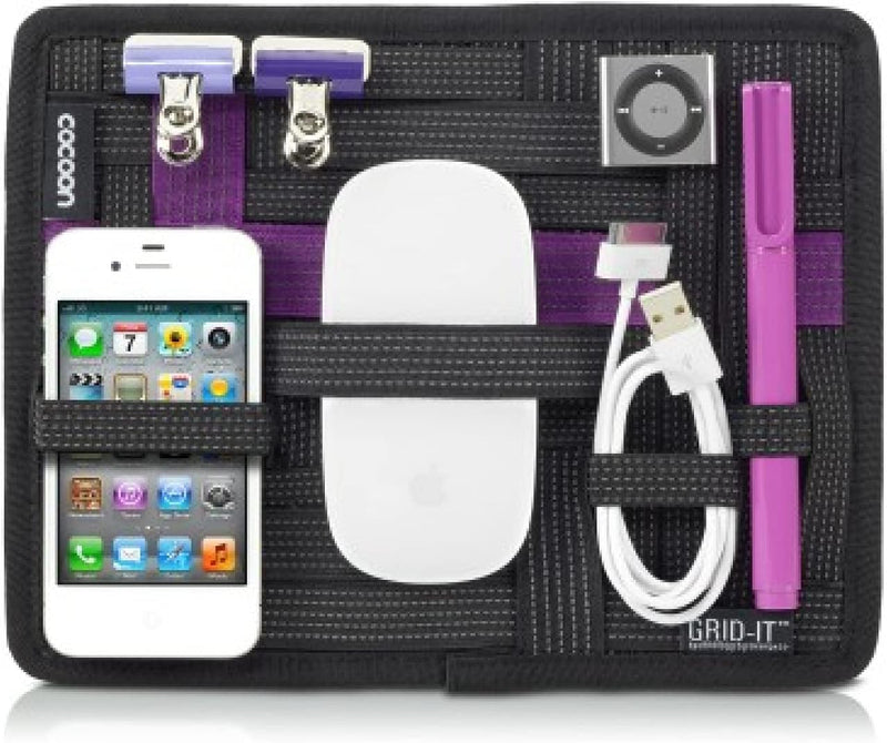 Cocoon - GRID-IT! - Small Accessory Organizer | 7.25 × 9.25 in / 18.4 × 23.5 cm, Black / Purple