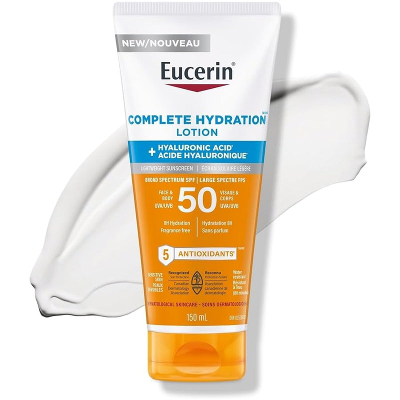 Eucerin Complete Hydration Face & Body Sunscreen SPF 50, 150 mL