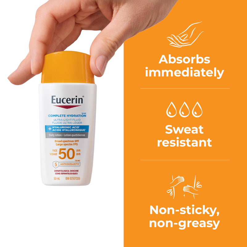 Eucerin Complete Hydration Ultra-Light Face Sunscreen SPF 50, 50 mL