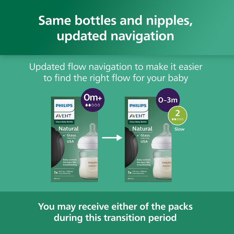 Philips Avent Natural Response Glass Bottles SCY910/03, 4 oz., 3 Pack