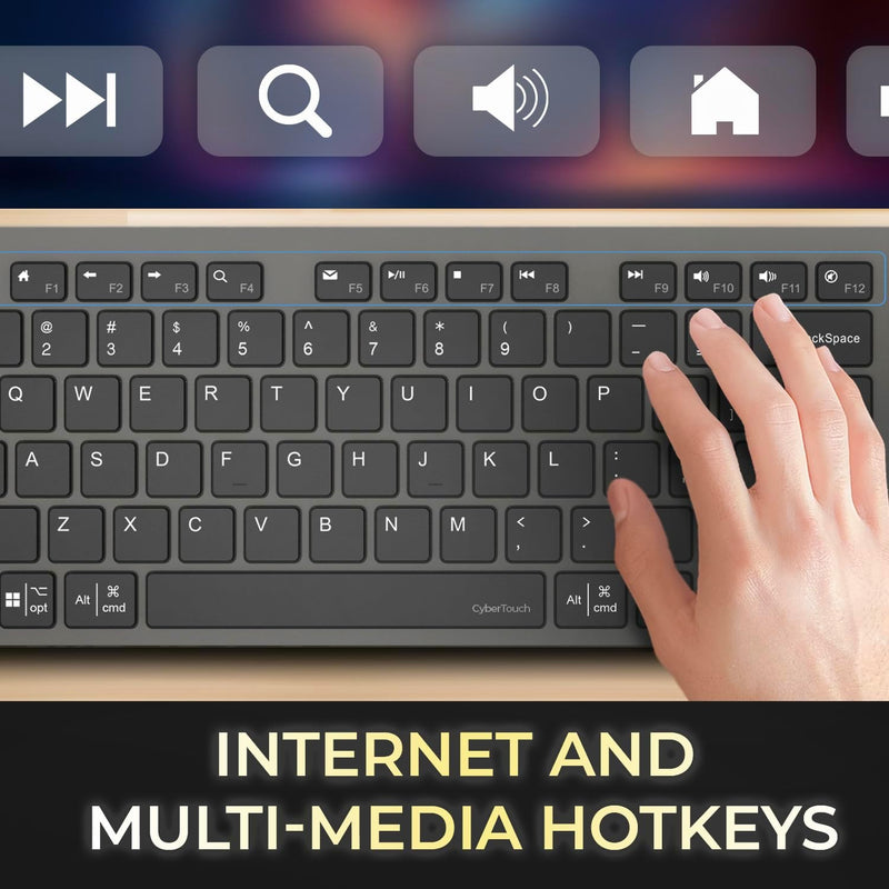 Adesso – Ensemble clavier et souris sans fil multiplateforme à touches ciseaux avec touche de raccourci IA CoPilot pour PC/Mac/Android – Noir