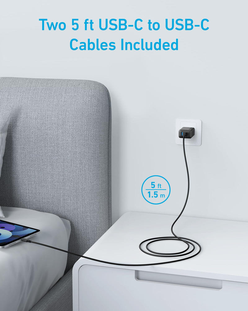 Anker - A2348 - 20W Dual-Port Wall Charger with Cables - 2-Pack - Black