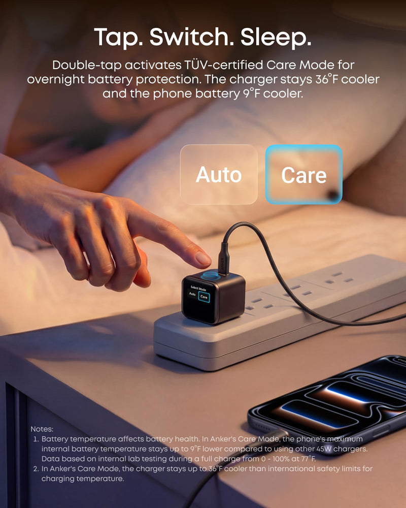 Anker - Nano (A121D) - 45W USB-C Wall Charger with Smart Display - Black
