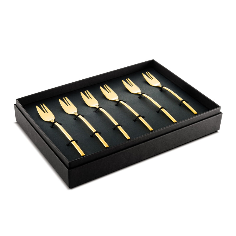 Mepra - Set de 6 fourchettes à gâteau Due Ice Gold