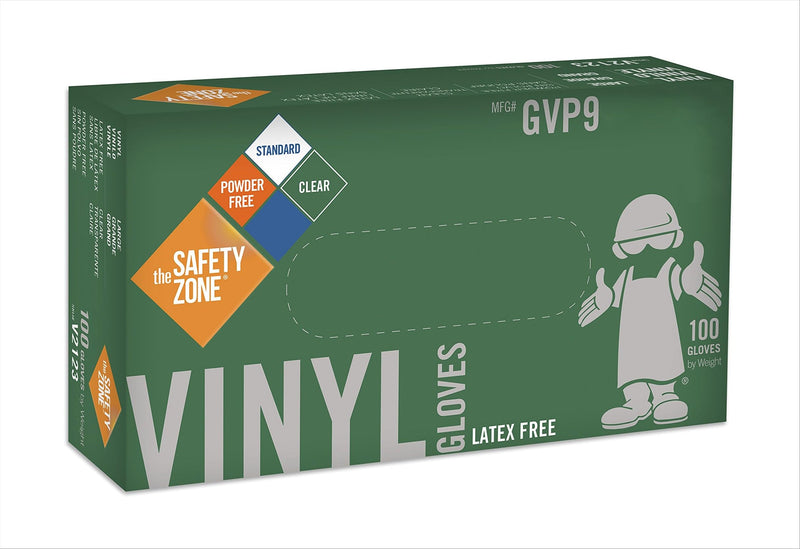Safety Zone - Gants en vinyle sans poudre - Transparents, Très grand (Paquet de 100)