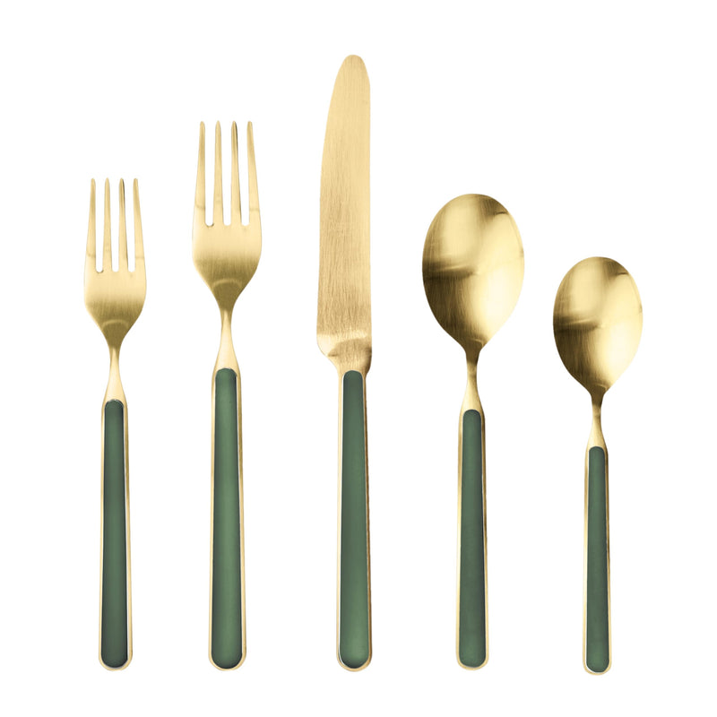 Mepra - Fantasia Ice Gold Forest Green - Ménagère 5 pièces