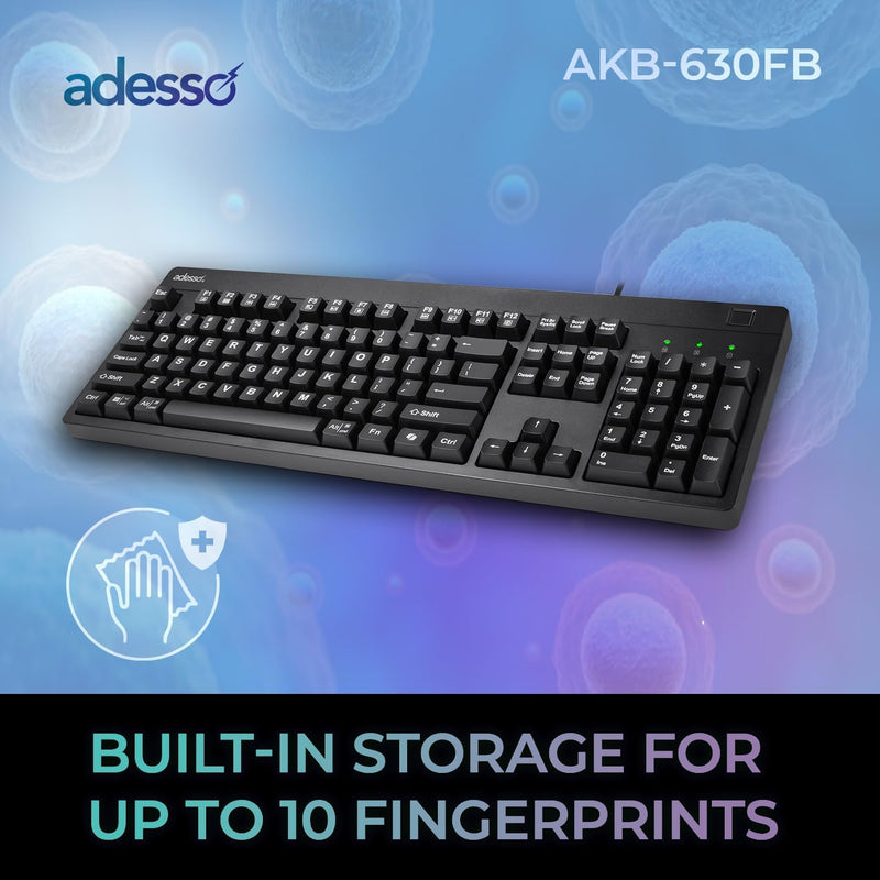 Adesso – Keyboard Wired EasyTouch with Finger Print Reader - TAA Compliant