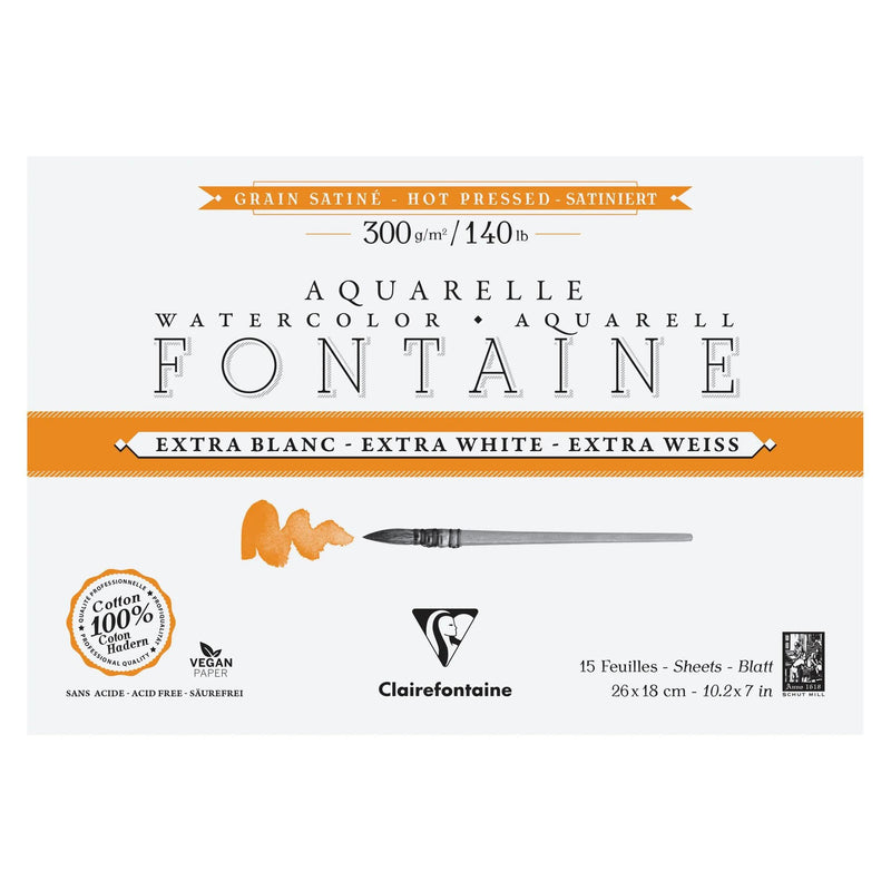 Clairefontaine Fontaine Extra White satin watercolour block, 18 × 26 cm