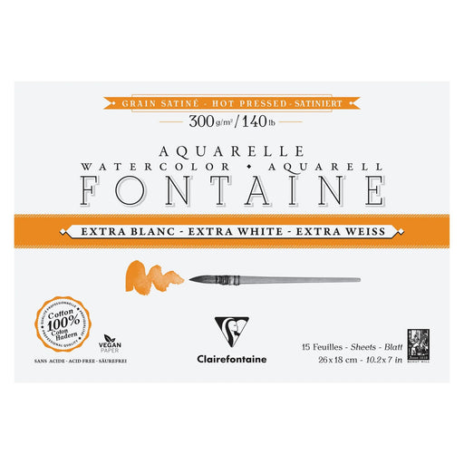 Clairefontaine Fontaine Extra White satin watercolour block, 18 × 26 cm
