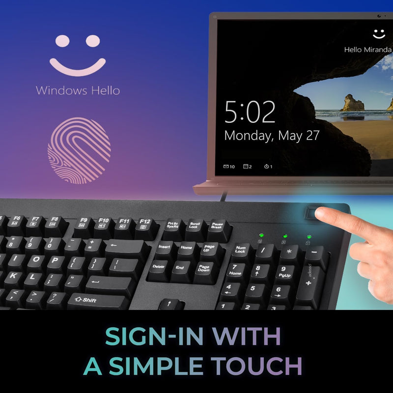 Adesso – Keyboard Wired EasyTouch with Finger Print Reader - TAA Compliant