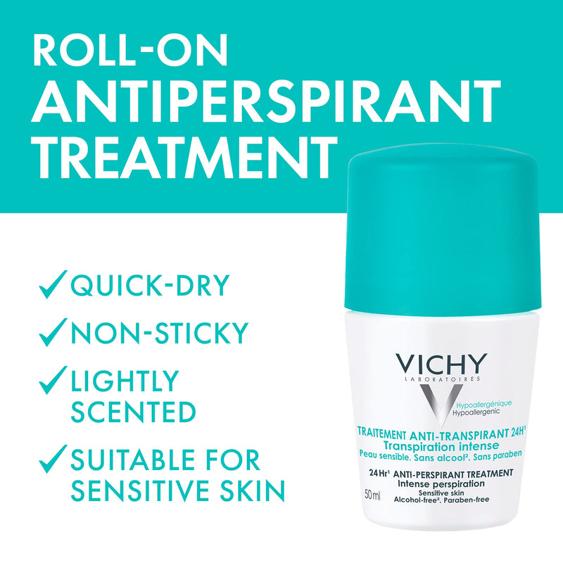 Vichy 24-Hour Antiperspirant Roll-On, 50 mL