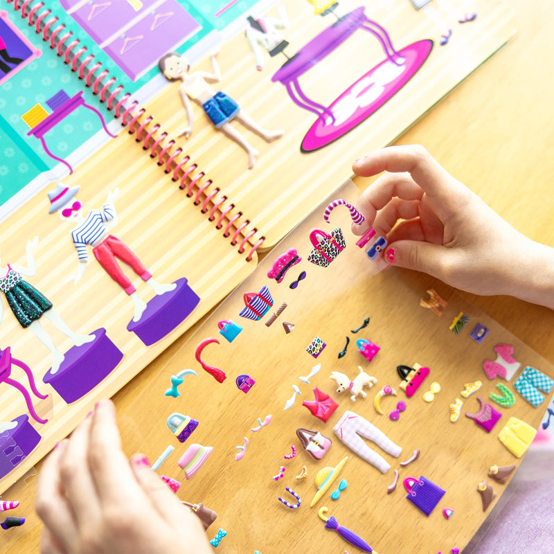 Melissa & Doug - Deluxe Puffy Sticker Album - Day of Glamour - in use during play