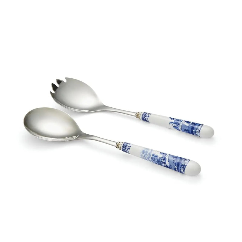 Spode - Blue Italian - Salad Servers - Ceramic Handle | 10 in / 25.4 cm