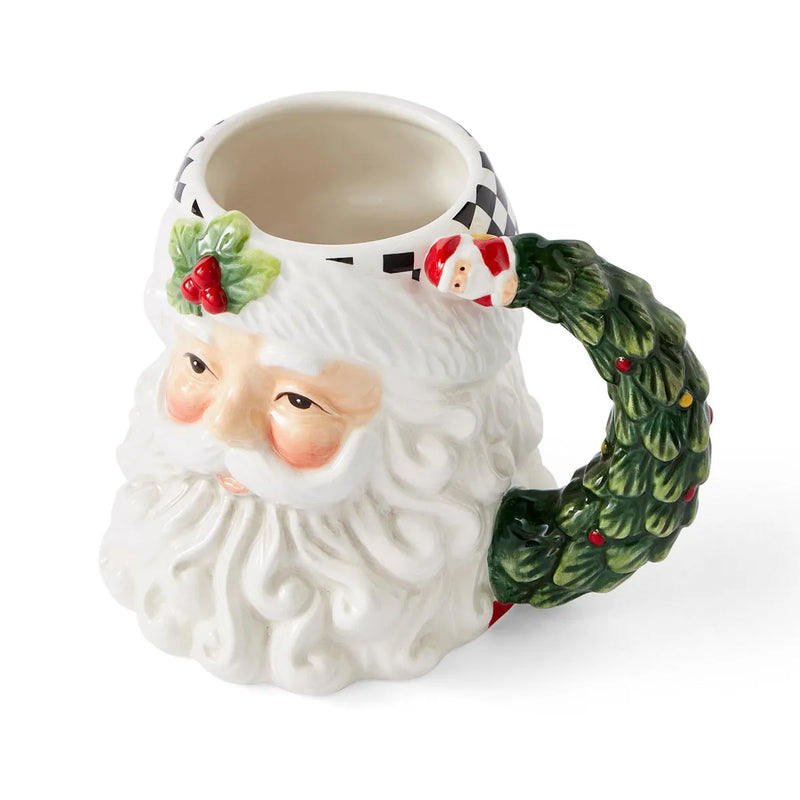 Spode - Christmas Tree Black & White - Santa Toby Mug | 5.2 in / 13.2 cm
