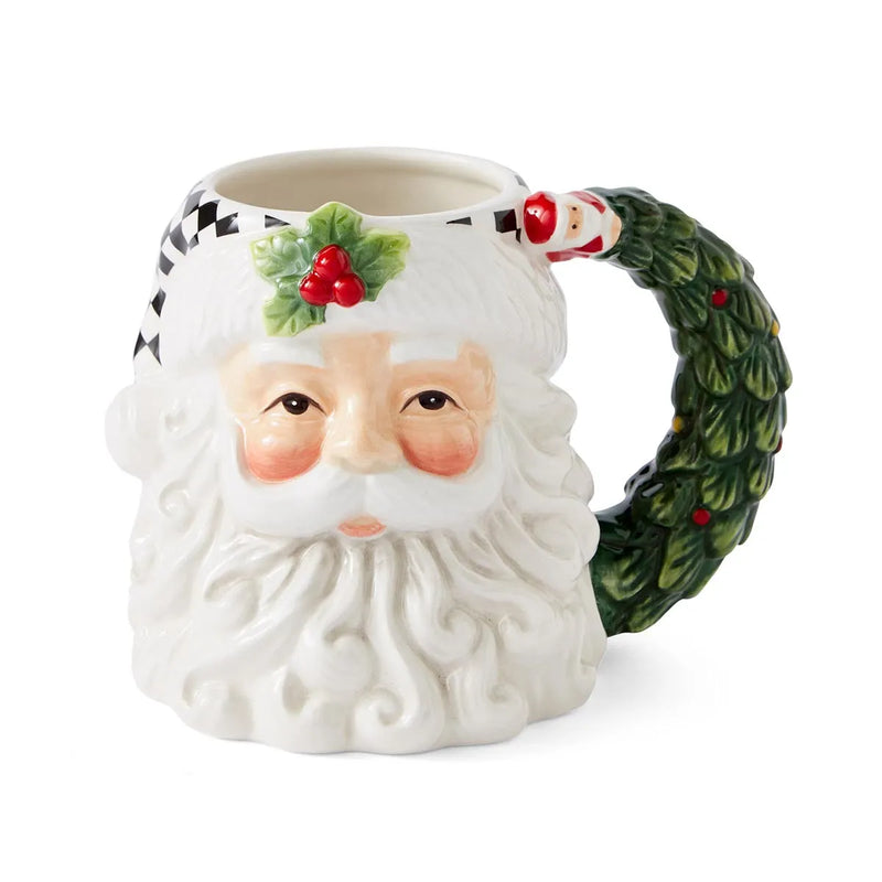 Spode - Christmas Tree Black & White - Santa Toby Mug | 5.2 in / 13.2 cm
