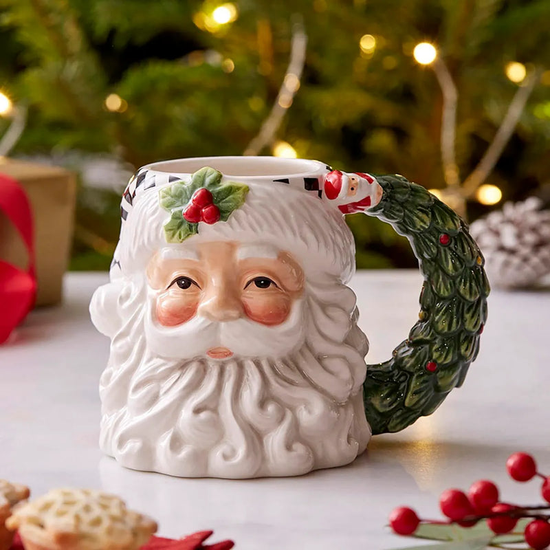 Spode - Christmas Tree Black & White - Santa Toby Mug | 5.2 in / 13.2 cm