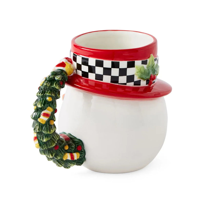 Spode - Christmas Tree Black & White - Snowman Toby Mug | 5.4 in / 13.7 cm