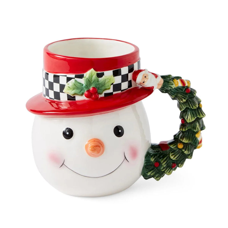 Spode - Christmas Tree Black & White - Snowman Toby Mug | 5.4 in / 13.7 cm