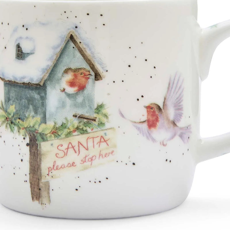 Royal Worcester - Wrendale Designs - SANTA STOP HERE MUG 11 oz