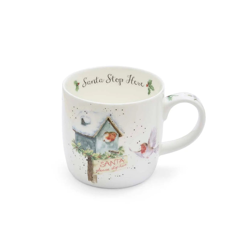 Royal Worcester - Wrendale Designs - SANTA STOP HERE MUG 11 oz