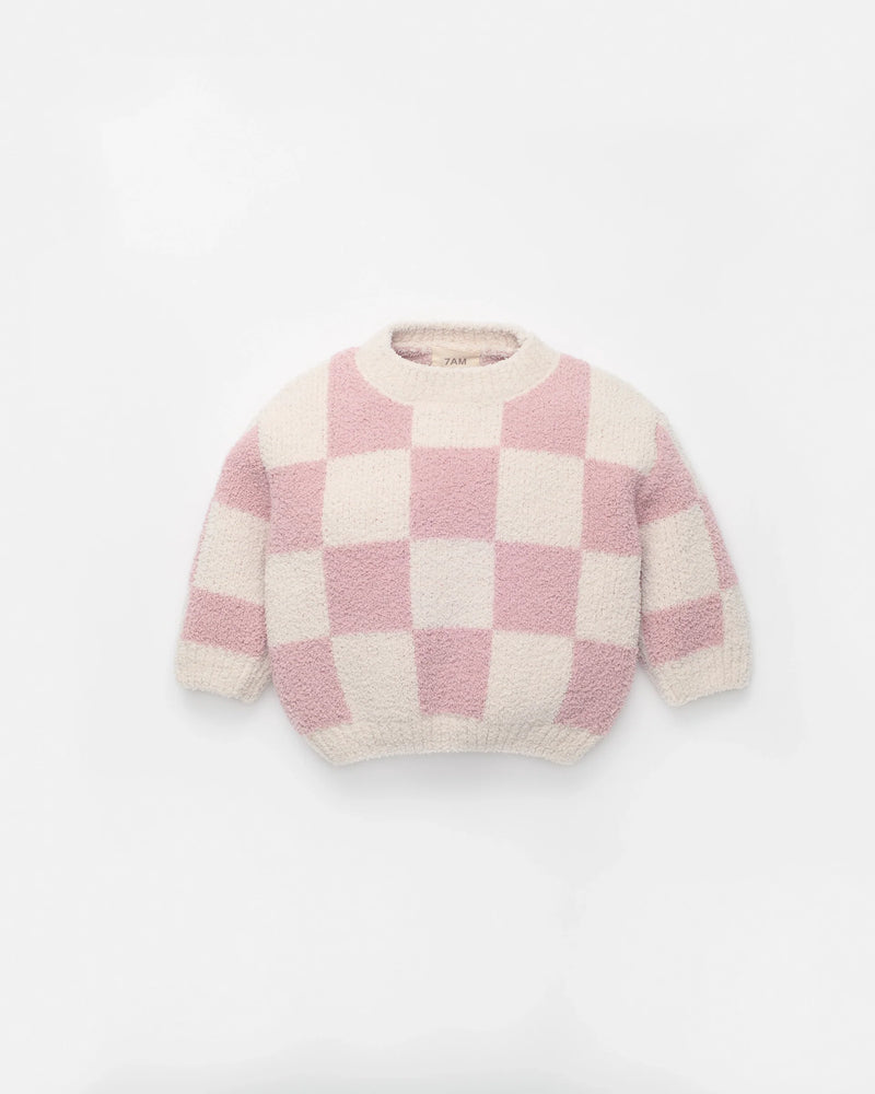 Boxy Sweater - Checkers Fuzzy