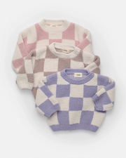 Boxy Sweater - Checkers Fuzzy