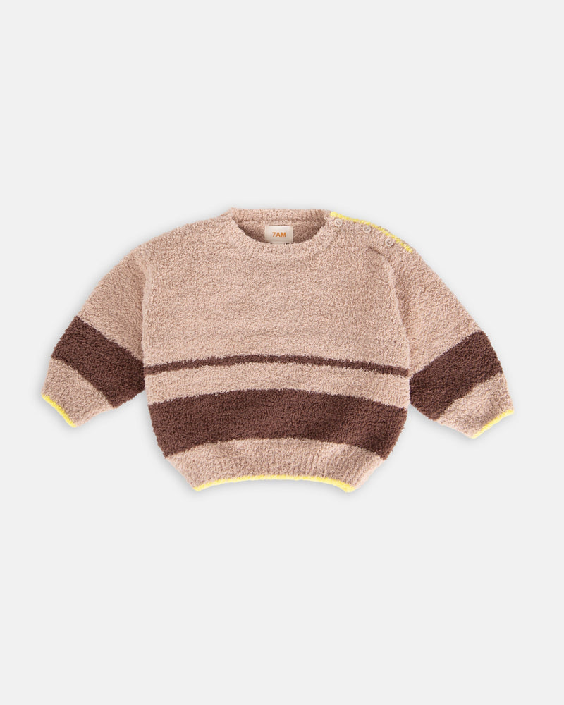 7AM Enfant - Boxy Striped Sweater - Fuzzy