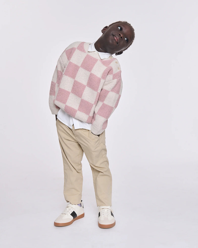 Boxy Sweater - Checkers Fuzzy