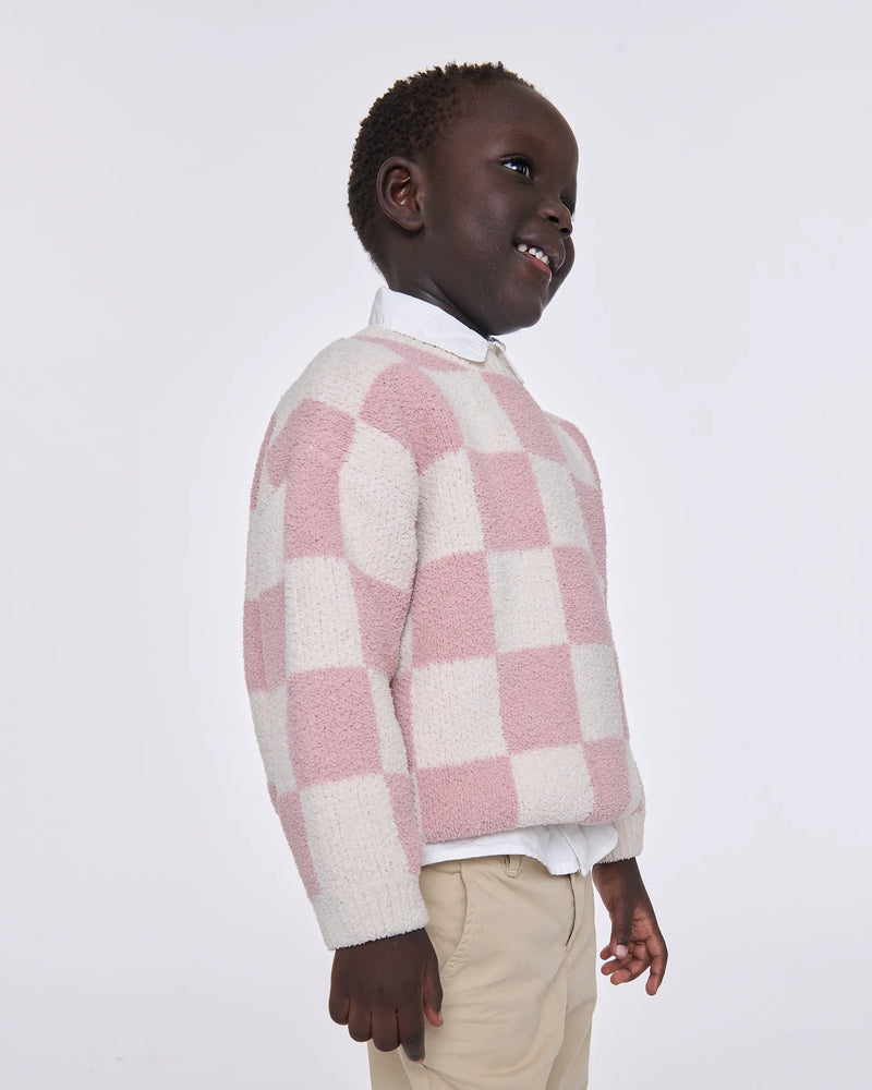 Boxy Sweater - Checkers Fuzzy