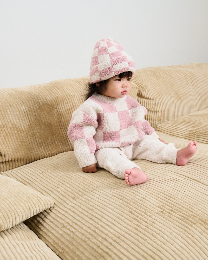 Boxy Sweater - Checkers Fuzzy