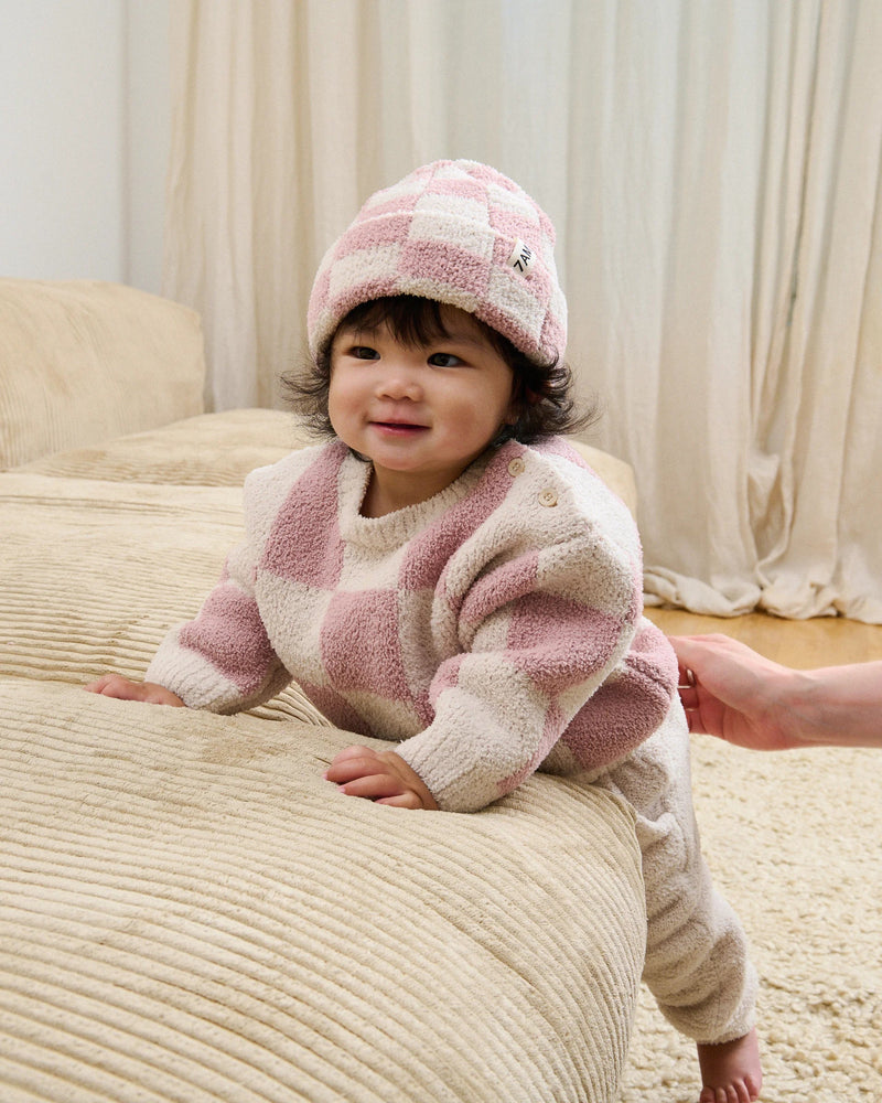 Boxy Sweater - Checkers Fuzzy