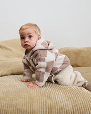Hooded Cardigan - Checkers Fuzzy