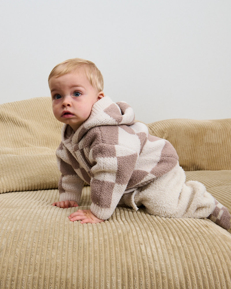 Hooded Cardigan - Checkers Fuzzy