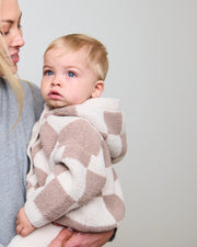 Hooded Cardigan - Checkers Fuzzy