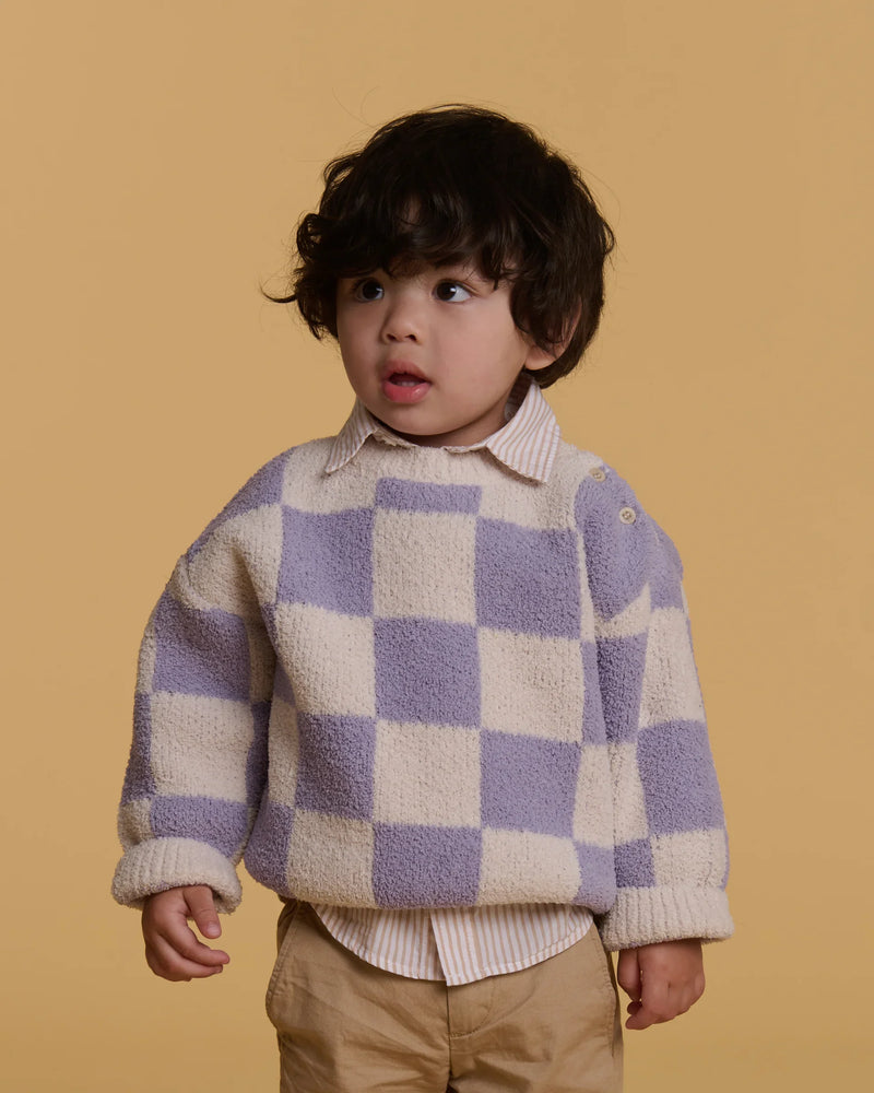 Boxy Sweater - Checkers Fuzzy