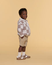 Hooded Cardigan - Checkers Fuzzy
