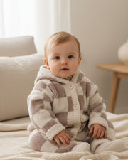 Hooded Cardigan - Checkers Fuzzy