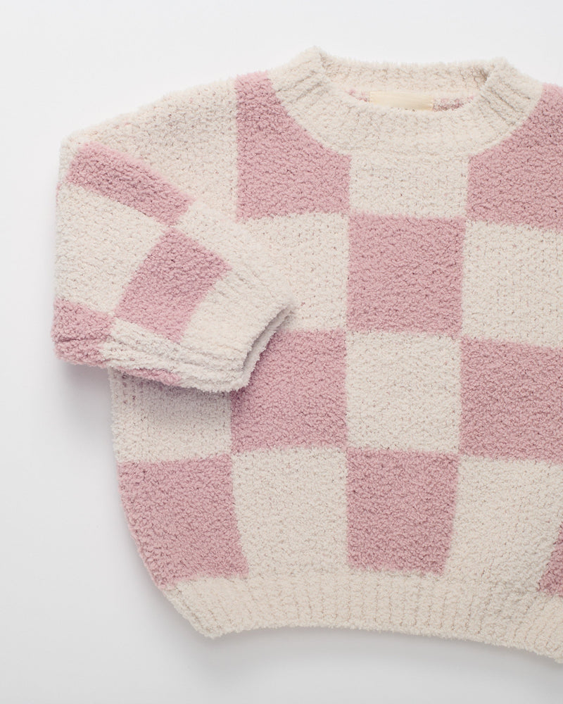Boxy Sweater - Checkers Fuzzy