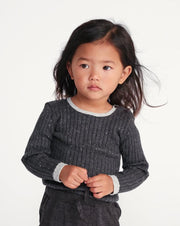 7AM - Long Sleeve Top - Hug Me Mother & Baby Black Melange 3 - 4T