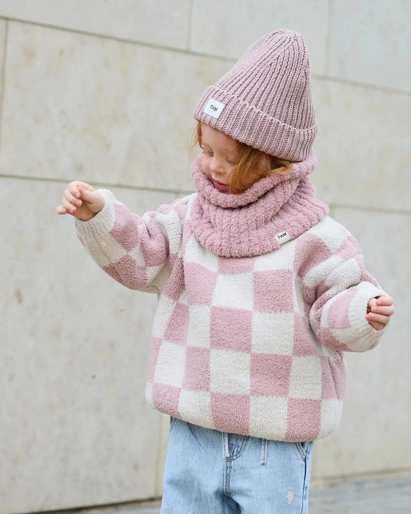 Boxy Sweater - Checkers Fuzzy